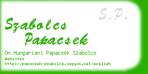 szabolcs papacsek business card